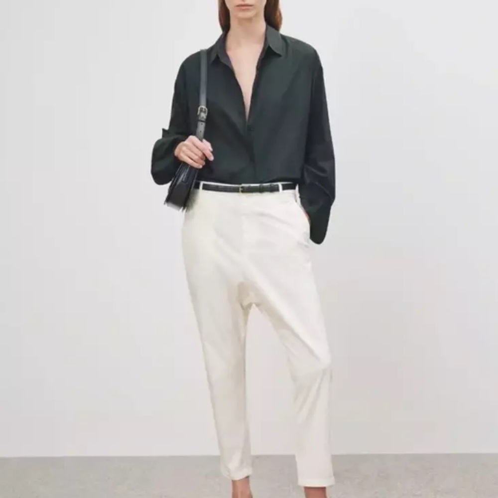 NILI LOTAN drop crotch baggy trousers size 4 cream baggy inseam pants